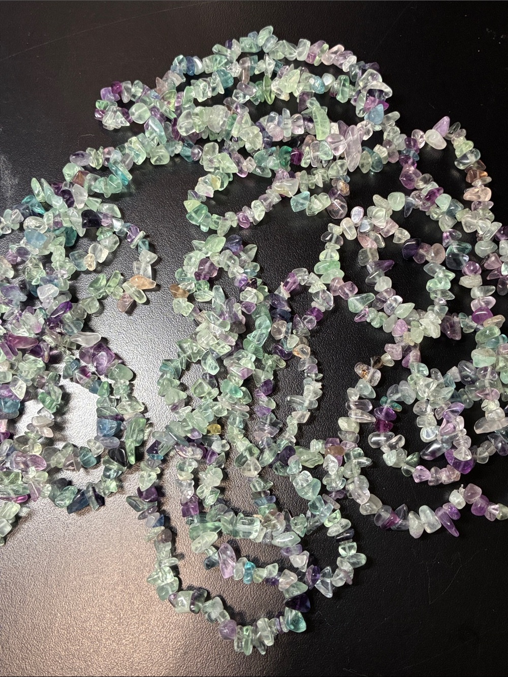 Lot of 4 - 36” Multi-Color rainbow Fluorite Chip Bead strands